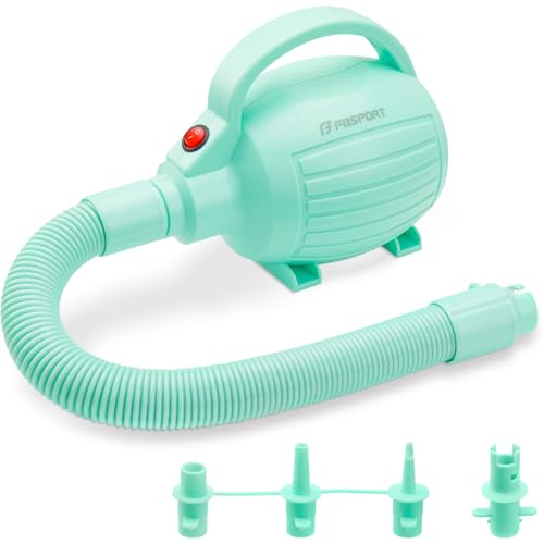 FBSPORT Air Pump for Inflatable Mat Green Electric Air Pump 600W with 4 Nozzles Portable and Fast Inflation AC110-120V Suitable for Air Mat Float Dock Inflatable Beds