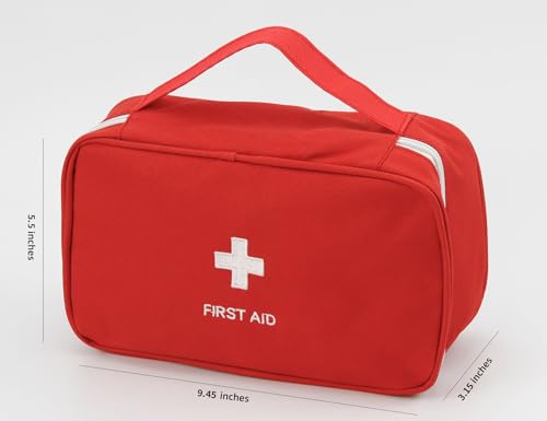 Image of TopASION Fabric Portable Empty First Aid Kit Bag, Travel Medicine Pouch, Small Medical Bag (Red)