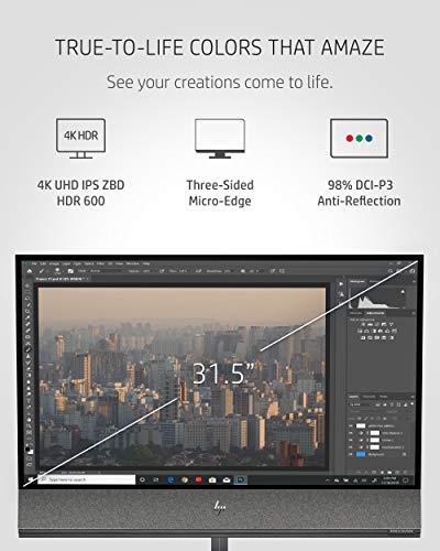 Hp Envy All-In-One Pc, Nvidia Geforce Rtx 2070, 10Th Gen Intel Core I7-10700 Processor, 32 Gb Ram, 1 Tb Ssd Storage, 31.5” 4K Uhd Display, Wide-Color-Gamut & 600 Nits Peak Brightness (32-A1050, 2021) #TOP3