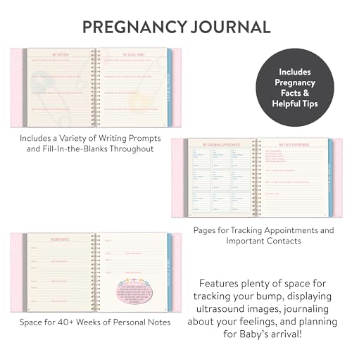 Image of Studio Oh! Bump for Joy Pink Pregnancy Journal for Women - Hardcover Guided Pregnancy Journal & Daily Planner, 144 Pages, Weekly Planner, To Do List & Tracker, 5 Tabbed Divider Pockets, 120 gsm Paper