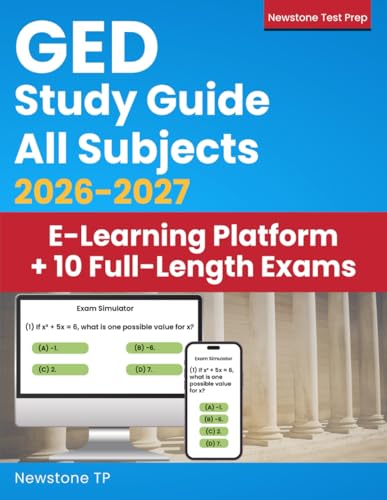 GED Study Guide All Subjects: Complete Review + 10 Full-Length Exams for Adults, Students and ESL Learners (Exam Simulator + Extra Weekly Tests + DART Study Method)