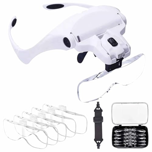 Image of Magnifying Glasses with Light for Close Work, Hands Free Headband Magnifier, Magnifying Headset with Light for Jewelry, Eyelash, Watch Repair or Cross Stitch