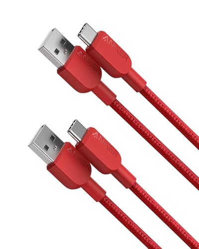 Anker USB A to USB C Cable Charger Cord (2 Pack 3ft) for iPhone 17 Series Samsung Galaxy Note 10/S10+ S10 LG V30 (Red)