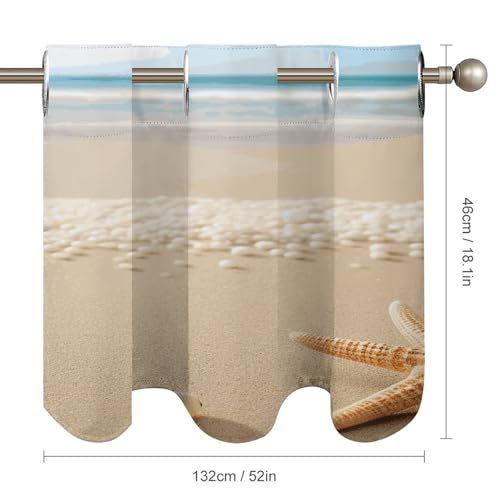 Cortinas opacas de concha de mar y playa de 52 x 18.1 pulgadas para ventana de dormitorio 3