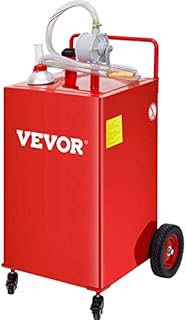 VEVOR 30 Gallon Fuel Caddy, Gas Storage Tank & 4 Wheels, with Manuel Transfer Pump, Gasoline Diesel Fuel Container for Cars, Lawn Mowers, ATVs, Boats, More, Red