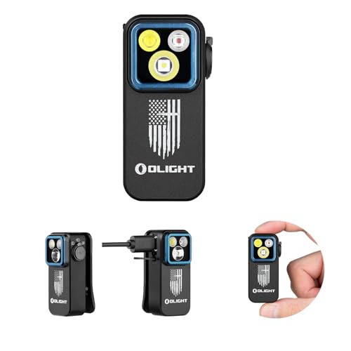 Image of OLIGHT Oclip Pro EDC Flashlight Clip-on Light, Rechargeable 500 Lumens with Three Lighting Solutions Type-C Charging, Magnetic Flash Lights for Outdoor or Indoor Use(Patriotic Flag Engraved Edition)