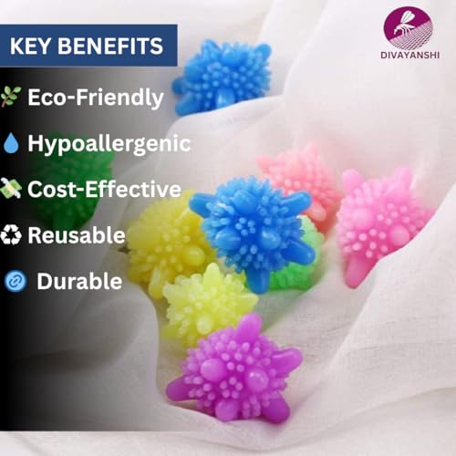 Image of Divayanshi Laundry Balls for Washing Machine | Reusable Eco-Friendly Fabric Softener Dryer Balls | Reduces Lint & Wrinkles | Non-Toxic Cleaning Ball for Clothes, Plant use, Pets - Pack of 15