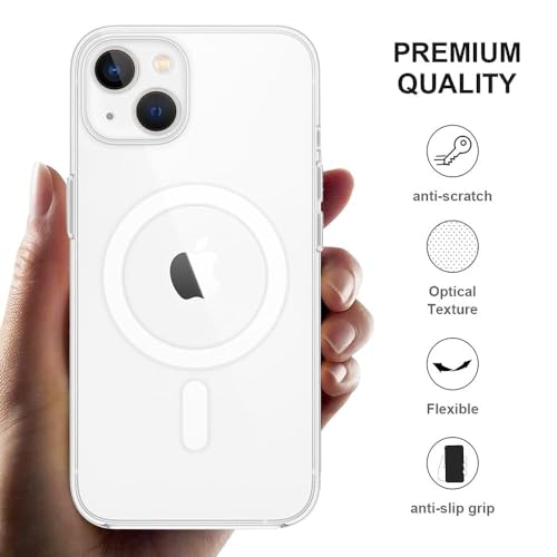 Image of DARKFIT Back Cover Case Compatible with iPhone 15 Plus | White Mag-Safe Magnetic Cover | TPU Ultra Hybrid | Camera Bump Protection | Compatible with Wireless Charging | Color Clear | Pack of 1