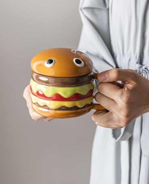 Taza de cerámica con tapa en forma de hamburguesa 11.5 oz miniatura 5
