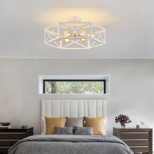 Xsdetu 19.68'' Semi Flush Mount Ceiling Light, Farmhouse 6-Light White Kitchen Lighting Fixtures Ceiling Mount thumb #8