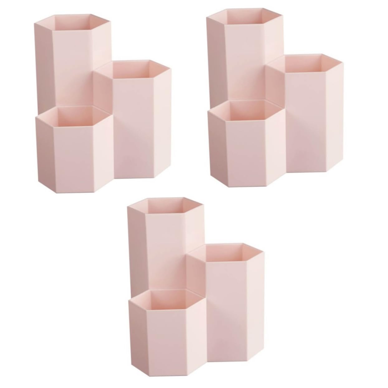 SHINEOFI 3pezzi Portapenne Esagonale Rosa Organizer Per Scrivania Multifunzionale Per e Accessori