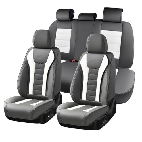 Image of Coverado Car Seat Covers Full Set, Seat Covers for Cars, Front Seat Covers and Back Seat Cover Waterproof Leather Automotive Seat Cover, Universal Car Interior Protectors Cushion for Most Cars