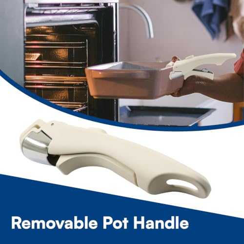 Image of House of Quirk Detachable Cookware Handle, Removable Pan & Pot Grip, Replacement for Compatible Nonstick Cookware, Easy Lock & Release Design (Beige)