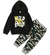Borlai Kids Baby Boy Hooded Clothes Set Dinosaur Letter Sweatshirt Pullover Camouflage Pants Trac...
