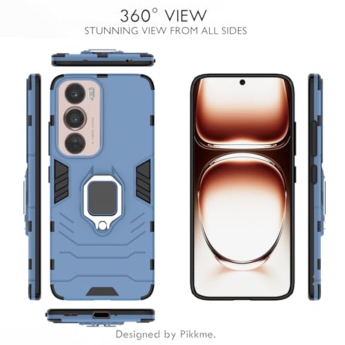 Image of Pikkme D5 Tough Armor Back Cover | 360 Protection Case | Ring Holder Stand Bumper Case for Oppo Reno 12 Pro 5G (Blue)
