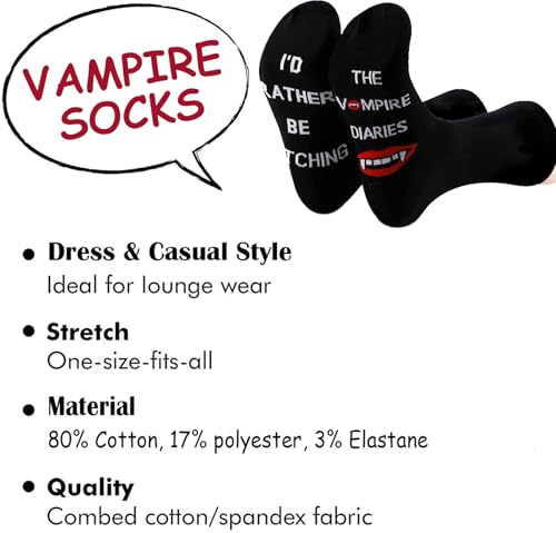 TSOTMO 2 Pairs Vampire Merch Vampire Novelty Socks for TV Shows Fans Werewolf Gift Horror TV Lovers Gift2