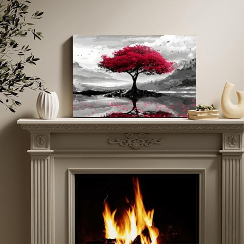 Peintures sur toile arbre de vie rouge pour apporter une harmonie esthétique à votre maison - 2