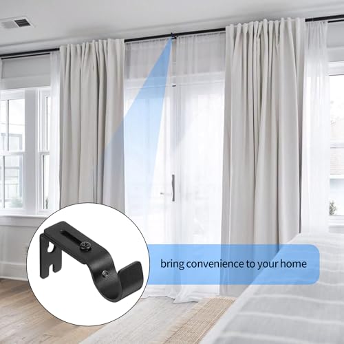4 STK Gardinenstangen Halterung, Gardinenstange Halterungen, Verstellbare Wandhalterung, Metall Vorhangstange Halterung, Gardinenstangenhalter, für Kleiderstange Gardinenstangen & Zubehör, Schwarz