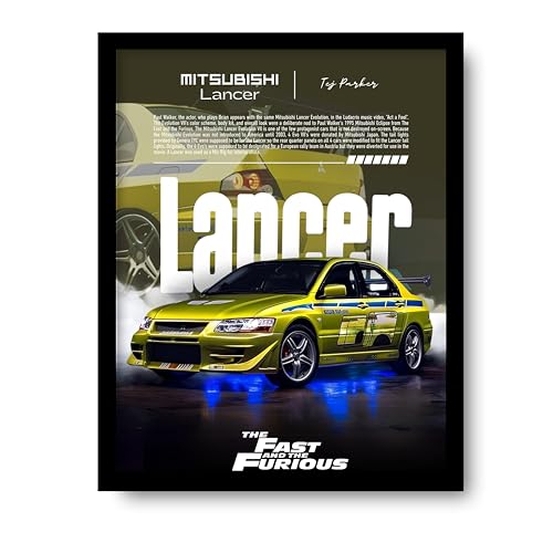 Image of Posternet MITSUBISHI Lancer Wall Poster Frames | 8 X 12 inch | Fast and Furious Themed JDM Cars | Hanging Wall Artwork Frames for Living Room, Bedroom, Office and Etc