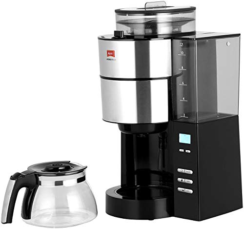 Foto von Melitta AromaFresh - Filterkaffeemaschine - integriertes Mahlwerk - mit Glaskanne - Timer Funktion - Tropfstopp - 10 Tassen - Schwarz (1021-01)