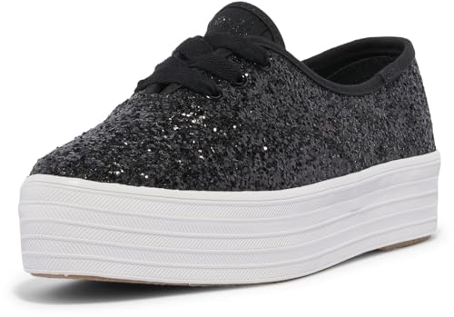 Keds Women's Keds Point Lace Up, Black Glitter, 7.5 Medium
