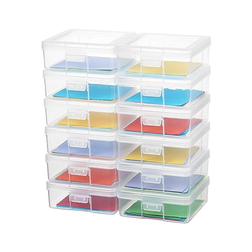 novelinks Plastic Clear Storage Containers for Organizing, Craft Storage Organizers and Stackable Storage Bins with Lids for Pencil Box, Bead, Cookie Cutter, Board Game (12 Pack Small)