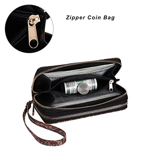 Image of Cellphone Wallet for Women Dual Zipper Long Purse with Removable Wristlet