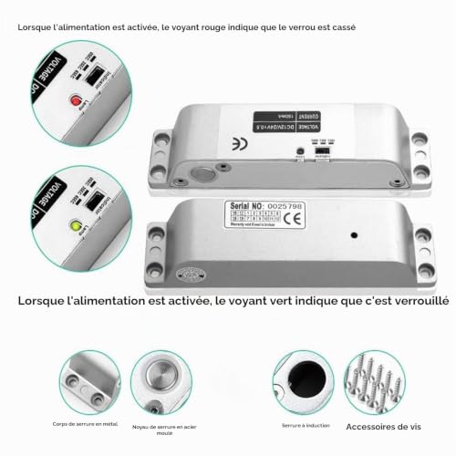 Serrure électrique drop à boulon NC 12V avec retard pour montage en surface - 4