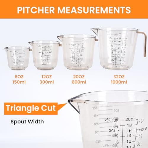 Set de 4 vasos medidores 150-1000 ml plástico BPA negro miniatura 6