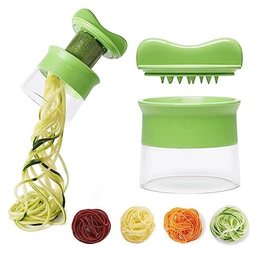 Coupe Légumes Spiraliseur de Légumes, Spaghettis de Légumes Spiralizer Manuel Multifonction pour Tagliatelles de Courgette Carotte Concombre – Lames Acier Inoxydable