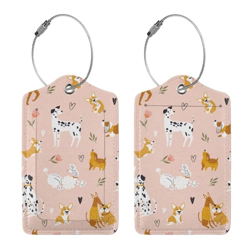2 Pcs Dog Luggage Tag for Suitcases, Cute Corgi Tag, Cruise Ship Essential Travel Gift for Men Women Kids Boy Girl Couples, Dog Birthday Decorations, Funny Puppy Party Supplies Themed Christmas Decor