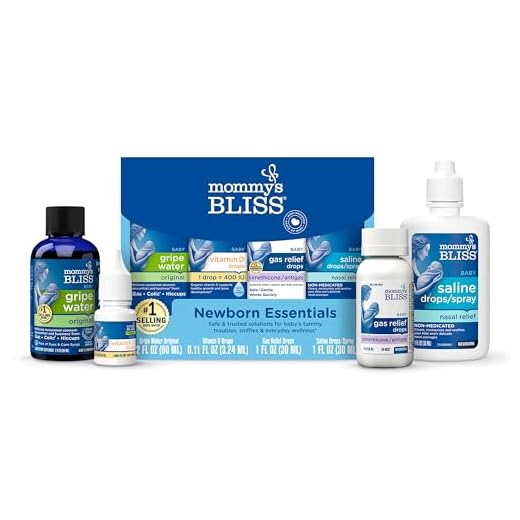 Mommy's Bliss 4-Piece Newborn and Baby Essentials Kit - With Gripe Water, Gas Relief Drops, Vitamin D 400IU, and Saline Drops/Spray - The Perfect Baby Gift.