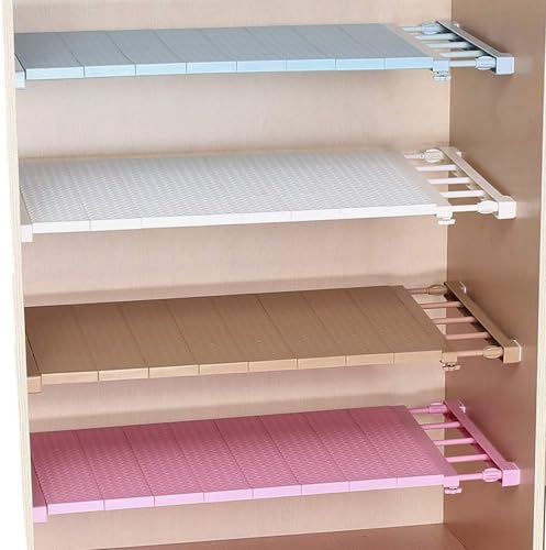 YMT Estante Ajustable Estilo Moderno Acero Inoxidable + ABS Blanco 38-55cm x 24cm Separador de Estantes para Armario, Biblioteca, Placard, Divisor de Barras para Cocina, Baño, Dormitorio
