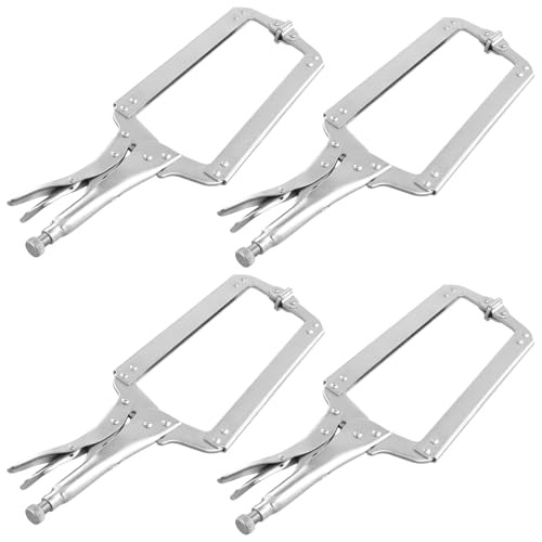 Image of 4 PCS 18 Inches C-clamp Locking Pliers with Swivel Pads, Locking Clamp Pliers, Welding Clamps for Wood Working and Welding