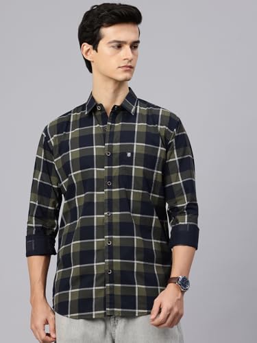 Image of Majestic Man Men Comfort Slim Fit Pure Cotton Tartan Checked Casual Shirt