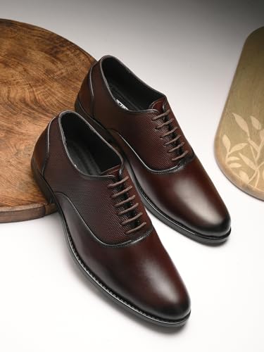 Image of MACTREE Men's Genuine Leather Derby Lace Up Formal Shoes
