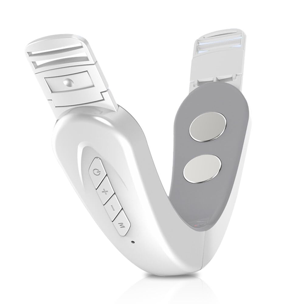 HOVCEH Reductor de Papada Lifting V-Face, Masajeador Facial Electrico Forma V, EMS Masajeador Facial, Reductor de Papada y Doble Menton, Masajeador Papada Reductor Mujer, Dispositivo de Belleza Facial