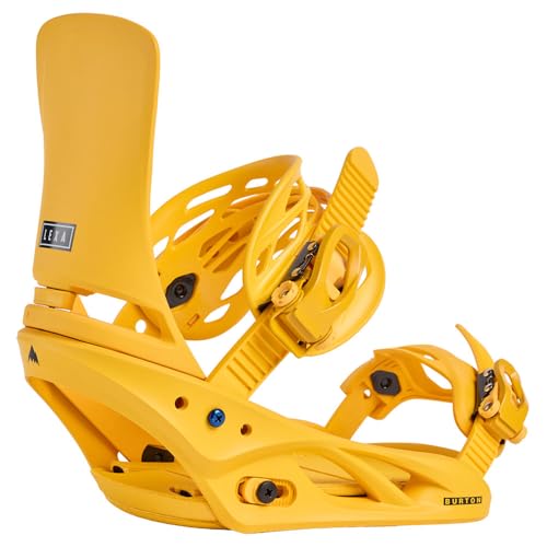 Fixation snowboard Lexa Burton jaune pour éviter la fatigue et les douleurs aux pieds