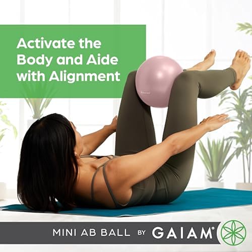 Gaiam Mini Ab Ball, balón inflable anti-reventones de 8 pulgadas para ejercicio de fuerza central, pilates, yoga y terapia física, incluye pajilla de inflado, tapón y guía de ejercicio descargable miniatura 4