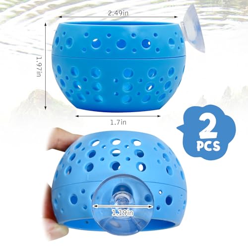 Image of Fhiny Betta Hideout, 2 PCS Aquarium Fish Tunnel with Suction Cup Tank Tunnel Shrimp Cave Aquarium Ornament Fish Tank Accessories for Shrimp Betta Guppy Hiding Resting (Blue)