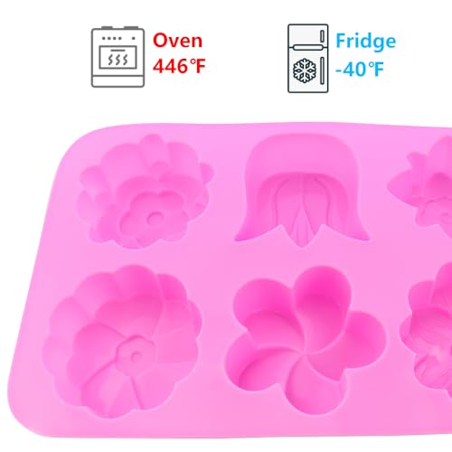 2 Packs 6-Cavity Silicone Flower Mold Assorted for Soap Baking by MEIYOUJU AM - Used condition - Image 5