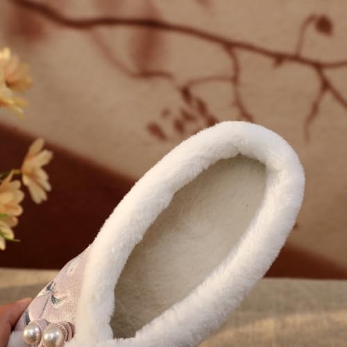 Premium Luxury Satin Silk Chinese Hanfu Pearl All Seasons Comfort Women's House Slippers Indoor Outdoor Soft Home Slip On Shoes4