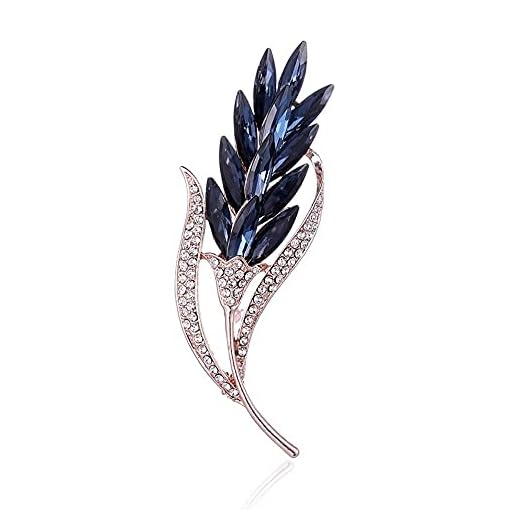 MIAOMSI Kristallglas vete örat diamant brosch bröllop bukett tillbehör (Color : Gold+Ink Blue)