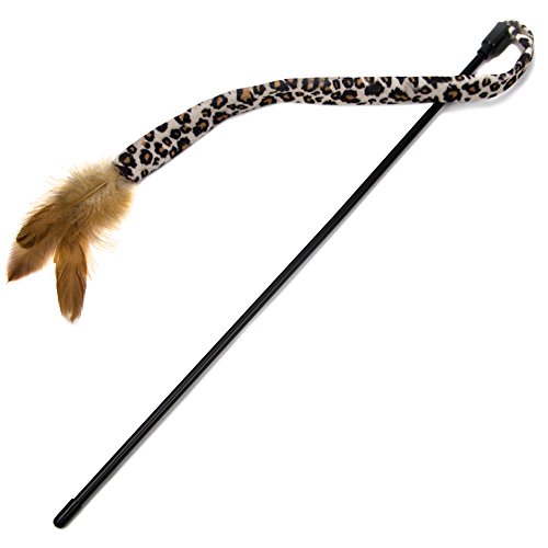 Weebo Pets Interactive Leopard Print Teaser Wand Cat Toy With Feather #TOP11