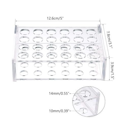 KNMNIU Acrylic Test Tube Rack Holder, 24 Sockets for 5/9”OD Tube Centrifuge Tube Holder Plastic Stand for Labortory Holder Lab Test Tube Transparent(5ml,24 Sockets)