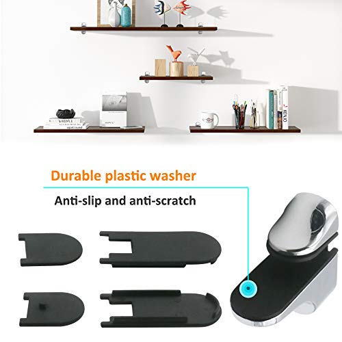 Adjustable Wood/Glass Shelf Bracket Wall Mount, Polished Chrome, 4 Pack #TOP2