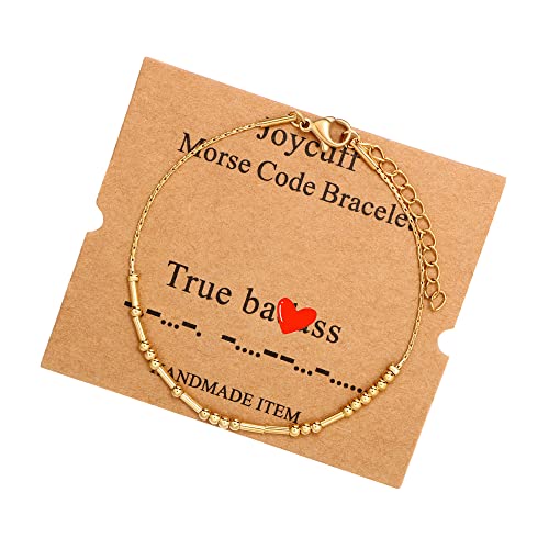 Image of JoycuFF Inspirational Morse Code Bracelets for Women Silver Beads Jewelry Encouragement Mantra Gifts for Her