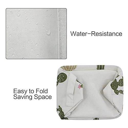 Mziart Cute Small Storage Basket With Handle, Foldable Cotton Fabric Storage Organizer Box For Nursery Kids Babies Room Shelves & Desks (Multi-Colored Cactus) #TOP4