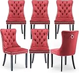 SoarTalent Sillas de Comedor Tapizadas en Terciopelo, Rojo Vino
