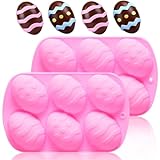 PiiiinkHot Easter Egg Silicone Molds, 2-Pack 6-Cavity Large Breakable Egg Mold for Chocolate, Knafeh Pistachio Filling, Gummy, Soap, Resin | Food Grade Non-Stick Baking Mold for Holiday Party Favors